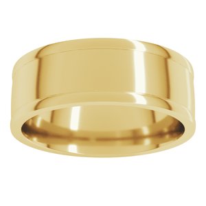 18K Yellow Or White Or Rose Gold Round-Edge Grooved Comfort-Fit Half Round Band
