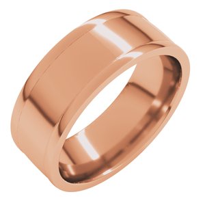 18K Yellow Or White Or Rose Gold Round-Edge Grooved Comfort-Fit Half Round Band