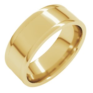 14K Yellow Or White Or Rose Gold Round-Edge Grooved Comfort-Fit Half Round Band