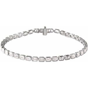 14K White Gold Emerald 3.5 X 2.4Mm G-H Si 6 1/4 Ctw Lab-Grown Diamond Line Bracelet, Length: 7 In