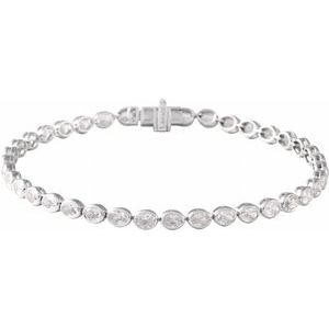 14K White Gold Oval 3.6 X 2.6Mm G-H Si 4 9/10 Ctw Lab-Grown Diamond Line Bracelet, Length: 7 In