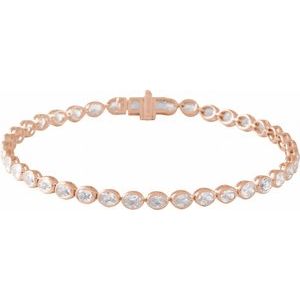 14K Rose Gold Oval 3.6 X 2.6Mm G-H Si 4 9/10 Ctw Lab-Grown Diamond Line Bracelet, Length: 7 In