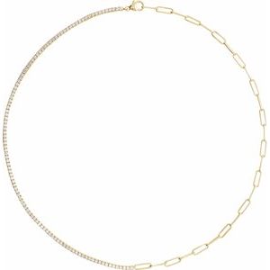 14K Yellow Gold Round 1.9Mm G-H Si1-Si2 3 1/4 Lab-Grown Diamond Line Necklace, Length: 18 In