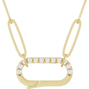 14K Yellow Gold Round 1.2Mm G-H I1 .08 Ctw Natural Diamond Charm Necklace, Length: 16 In
