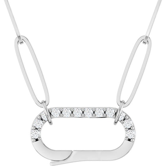 14K White Gold Round 1.2Mm I1, G-H 16 In Polished .08 Ctw Natural Diamond Charm Necklace