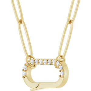 14K Yellow Gold Round 1.2Mm G-H I1 .08 Ctw Natural Diamond Charm Necklace, Length: 16 In