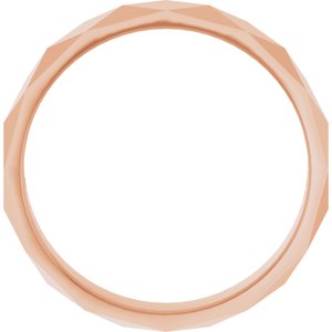 18K Yellow Or White Or Rose Gold Geometric Faceted Flat Band