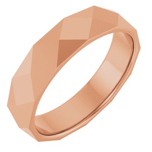 18K Yellow Or White Or Rose Gold Geometric Faceted Flat Band