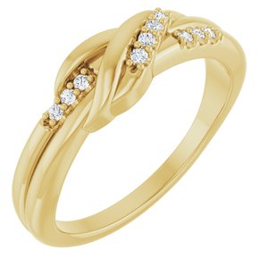 14K Yellow Gold Natural Diamond Round 1.2 Mm Polished .07 Ctw Natural Diamond Knot Ring Size 7