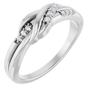 14K White Gold Natural Diamond Round 1.2 Mm Polished .07 Ctw Natural Diamond Knot Ring Size 7