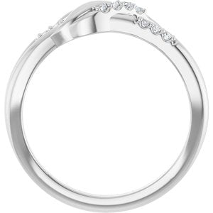 14K White Gold Natural Diamond Round 1.2 Mm Polished .07 Ctw Natural Diamond Knot Ring Size 7