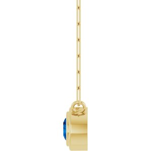 14K Yellow Gold Round 4 Mm  Lab-Grown Blue Sapphire Bezel-Set Necklace, Length: 18 In