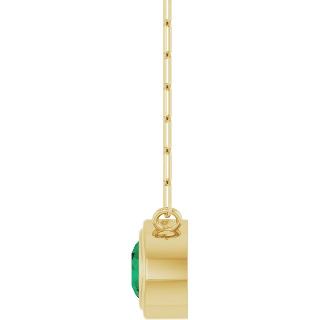 14K Yellow Or White Gold Round 18 In Polished Lab-Grown Gemstone Bezel-Set Necklace