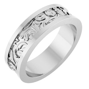 14K X1 White Gold Sculptural Flat Band