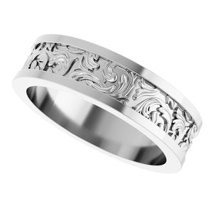 14K X1 White Gold Sculptural Flat Band