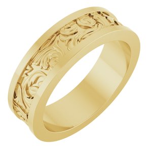 14K Yellow Gold Bead Blast/Polished None Polished Sculptural Band Size 9