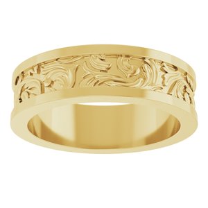 14K Yellow Gold Bead Blast/Polished None Polished Sculptural Band Size 9