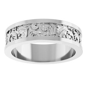 14K X1 White Gold Sculptural Flat Band
