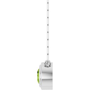 Sterling Silver Round 6 Mm  Natural Peridot Bezel-Set Necklace, Length: 18 In