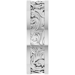 14K X1 White Gold Sculptural Flat Band