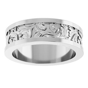 14K X1 White Gold Sculptural Flat Band