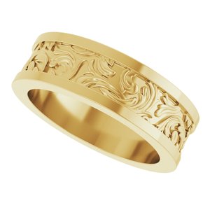 14K Yellow Or White Or Rose Gold Sculptural Flat Band