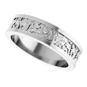 14K X1 White Gold Sculptural Flat Band