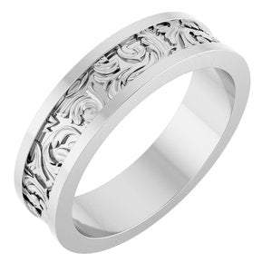 Platinum Sculptural Flat Band