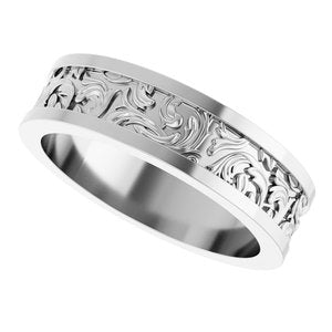 14K X1 White Gold Sculptural Flat Band
