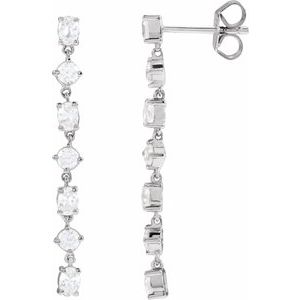 14K White Gold Oval 3.2 X 2.3 Mm 1 1/5 Ctw Lab-Grown Diamond 7-Stone Dangle Earrings