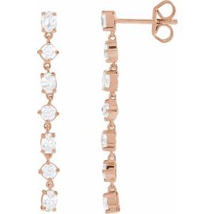 14K Rose Gold Oval 3.2 X 2.3 Mm 1 1/5 Ctw Lab-Grown Diamond 7-Stone Dangle Earrings