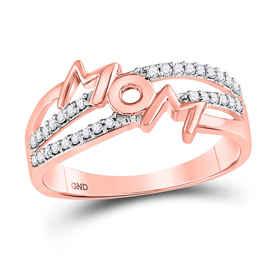 10K Rose Gold Womens Round Diamond Mom Band Ring 1/6 Cttw, Womens Size: 5-10