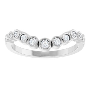 14K White Gold Round Polished 1/5 Ctw Lab-Grown Diamond Contour Band Size 7
