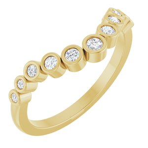 14K Yellow Gold Round Polished 1/5 Ctw Natural Diamond Contour Band Size 7