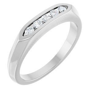 14K White Gold Round 2 Mm Polished 1/6 Ctw Natural Diamond Anniversary Band Size 7