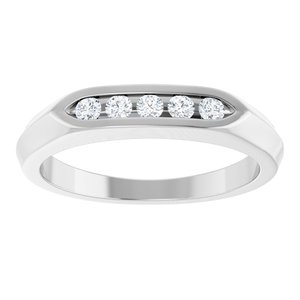 14K White Gold Round 2 Mm Polished 1/6 Ctw Natural Diamond Anniversary Band Size 7