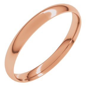 18K Yellow Or White Or Rose Gold Ultra-Lightweight Comfort-Fit Half Round Band