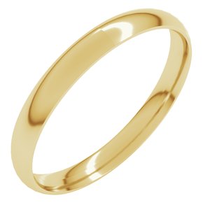 18K Yellow Or White Or Rose Gold Ultra-Lightweight Comfort-Fit Half Round Band