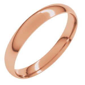 18K Yellow Or White Or Rose Gold Ultra-Lightweight Comfort-Fit Half Round Band