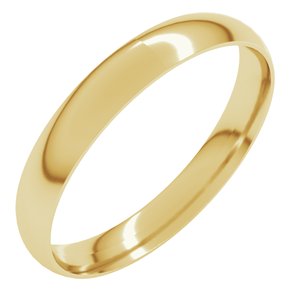 18K Yellow Or White Or Rose Gold Ultra-Lightweight Comfort-Fit Half Round Band