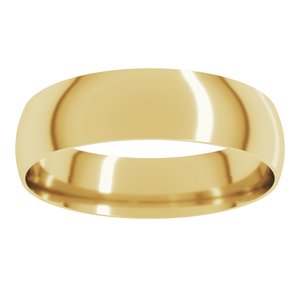 18K Yellow Or White Or Rose Gold Ultra-Lightweight Comfort-Fit Half Round Band