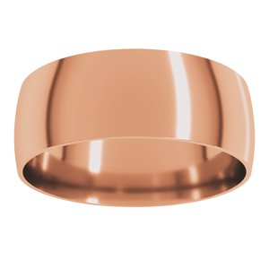18K Yellow Or White Or Rose Gold Ultra-Lightweight Comfort-Fit Half Round Band