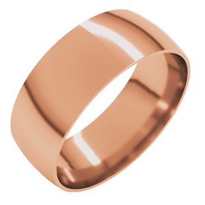 18K Yellow Or White Or Rose Gold Ultra-Lightweight Comfort-Fit Half Round Band
