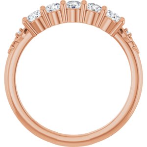 14K Rose Gold Round 3 Mm Polished 1/2 Ctw Natural Diamond Anniversary Band Size 7