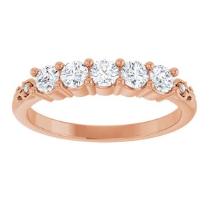 14K Rose Gold Round 3 Mm Polished 1/2 Ctw Natural Diamond Anniversary Band Size 7