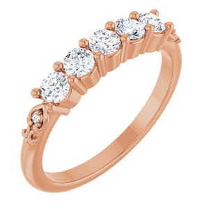 14K Rose Gold Round 3 Mm Polished 1/2 Ctw Natural Diamond Anniversary Band Size 7