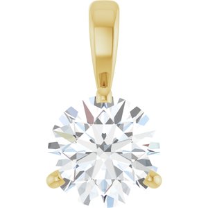 14K Yellow Gold Round 6.5 Mm Lab-Grown Moissanite 3-Prong Basket Pendant