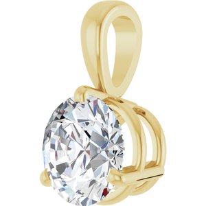 14K Yellow Gold Round 6.5 Mm Lab-Grown Moissanite 3-Prong Basket Pendant