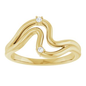 14K Yellow Gold Natural Diamond Round 1.5 Mm Polished .03 Ctw Natural Diamond Freeform Ring Size 7