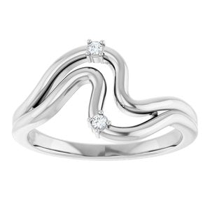 14K White Gold Natural Diamond Round 1.5 Mm Polished .03 Ctw Natural Diamond Freeform Ring Size 7